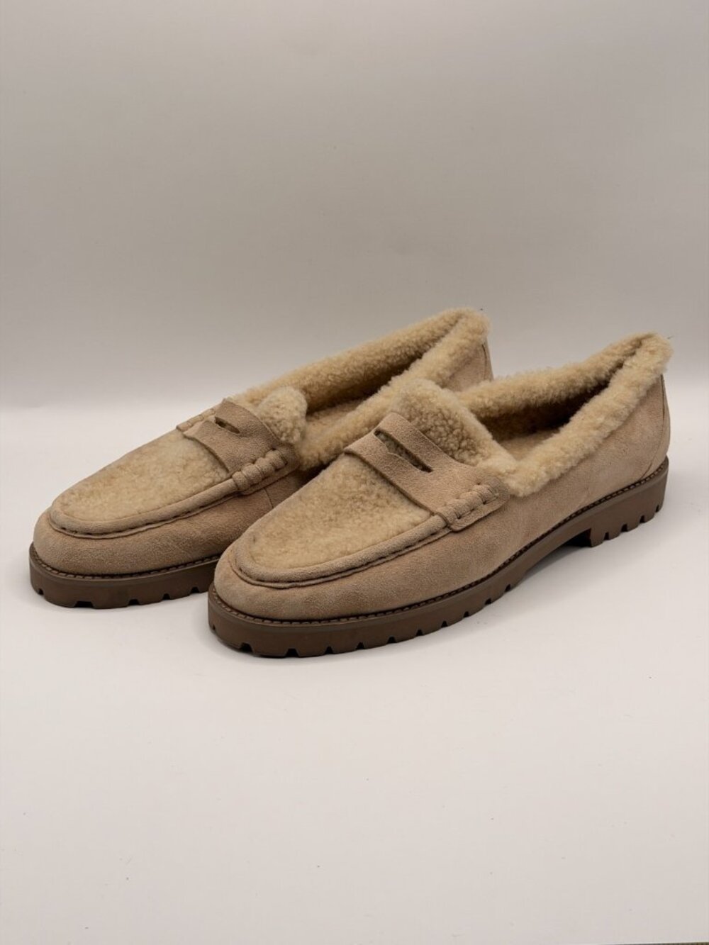 PAIGE Women's Ellis Shearling Penny Loafer Flats Sz 8.5